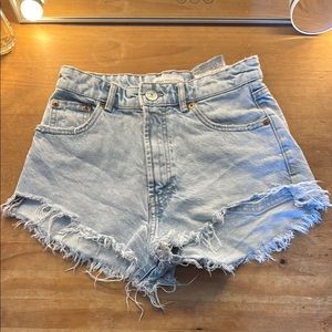 Zara Light Wash Distressed Denim Jean Shorts
